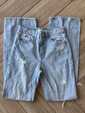 Altar'd State Light Blue Distressed Straight Leg Jeans